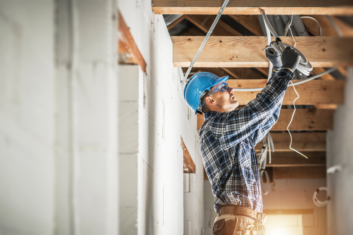 electrical contractor working on wiring