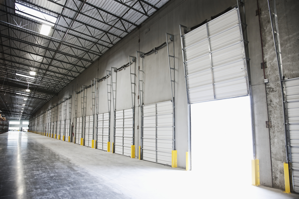 industrial buildings interior with dock doors