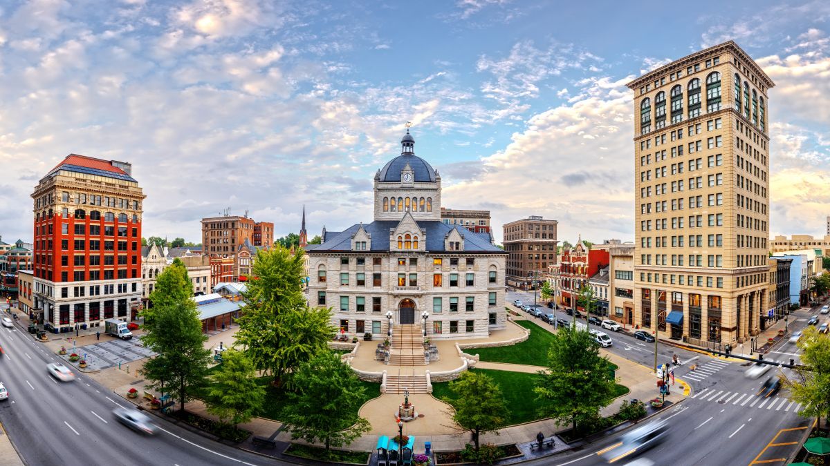 Fish eye view of downtown Lexington, KY